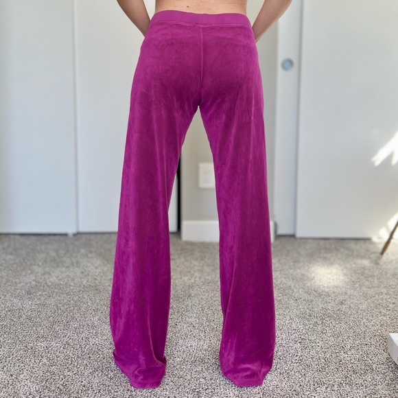 Vintage Y2K Juicy Couture Bling Velour Plush Tracksuit Pants - Size M - Magenta - Picture 2 of 8